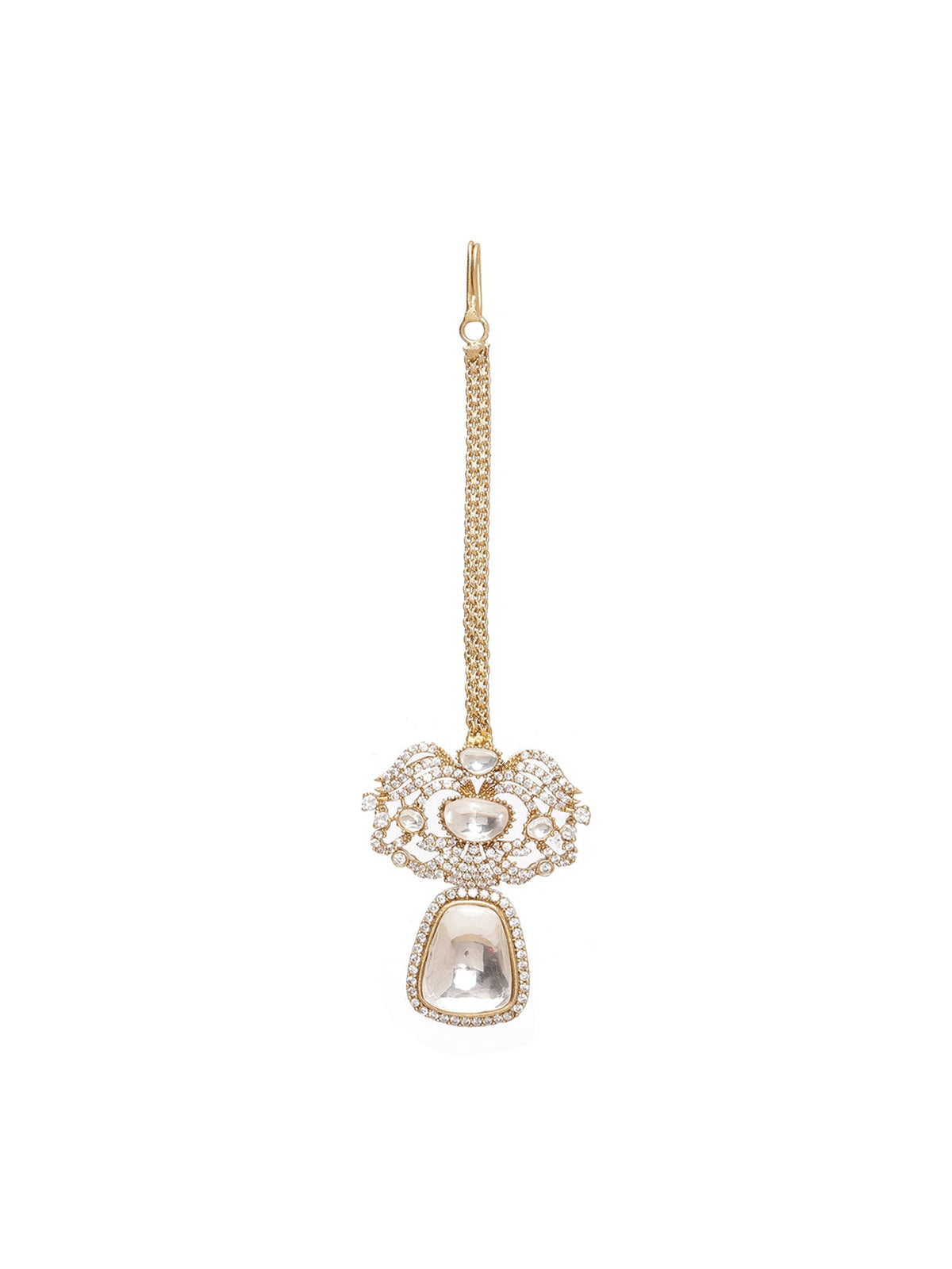 Kundan Maang Tikka with Diamonds - Ruby Raang