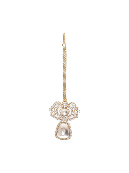 Kundan Maang Tikka with Diamonds - Ruby Raang