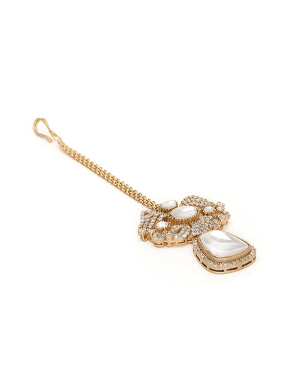 Kundan Maang Tikka with Diamonds - Ruby Raang
