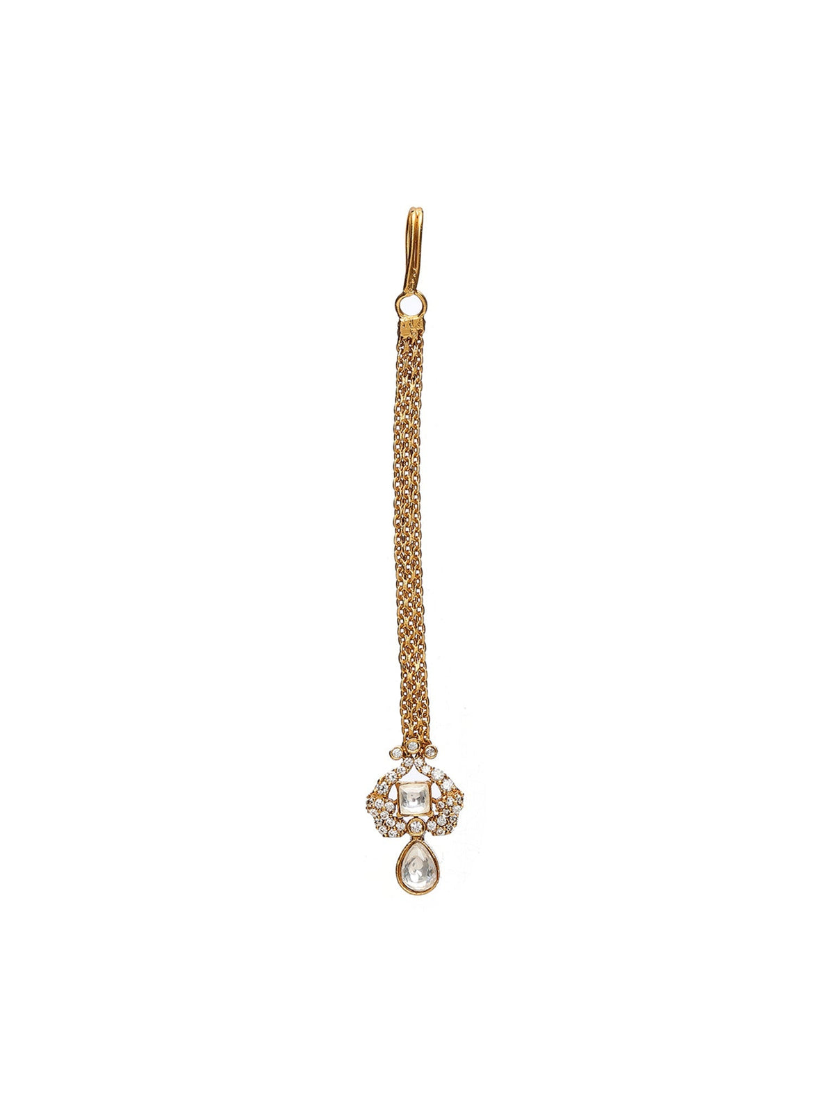 Kundan Maang Tikka with Diamonds - Ruby Raang