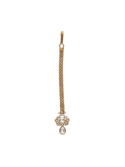 Kundan Maang Tikka with Diamonds - Ruby Raang