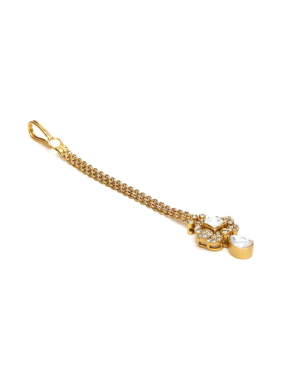 Kundan Maang Tikka with Diamonds - Ruby Raang