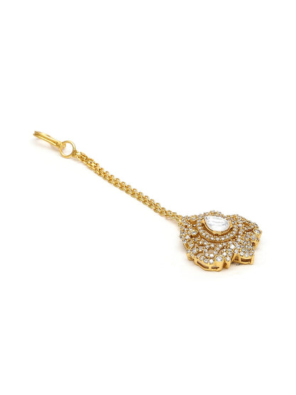 Kundan Maang Tikka with Diamonds - Ruby Raang