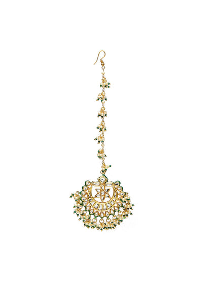 Meenakari and Pearl Kundan Maang Tikka - Ruby Raang