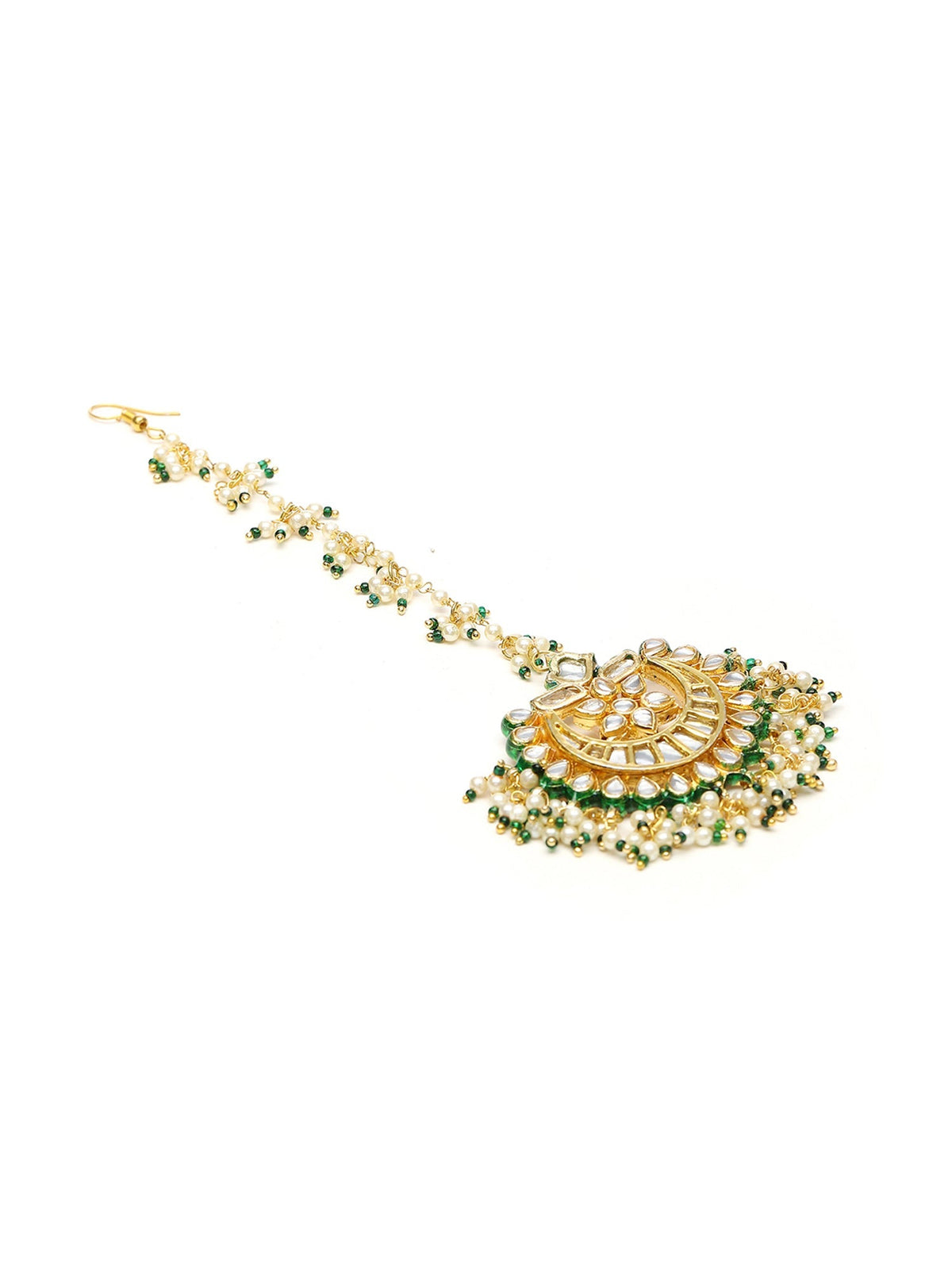 Meenakari and Pearl Kundan Maang Tikka - Ruby Raang