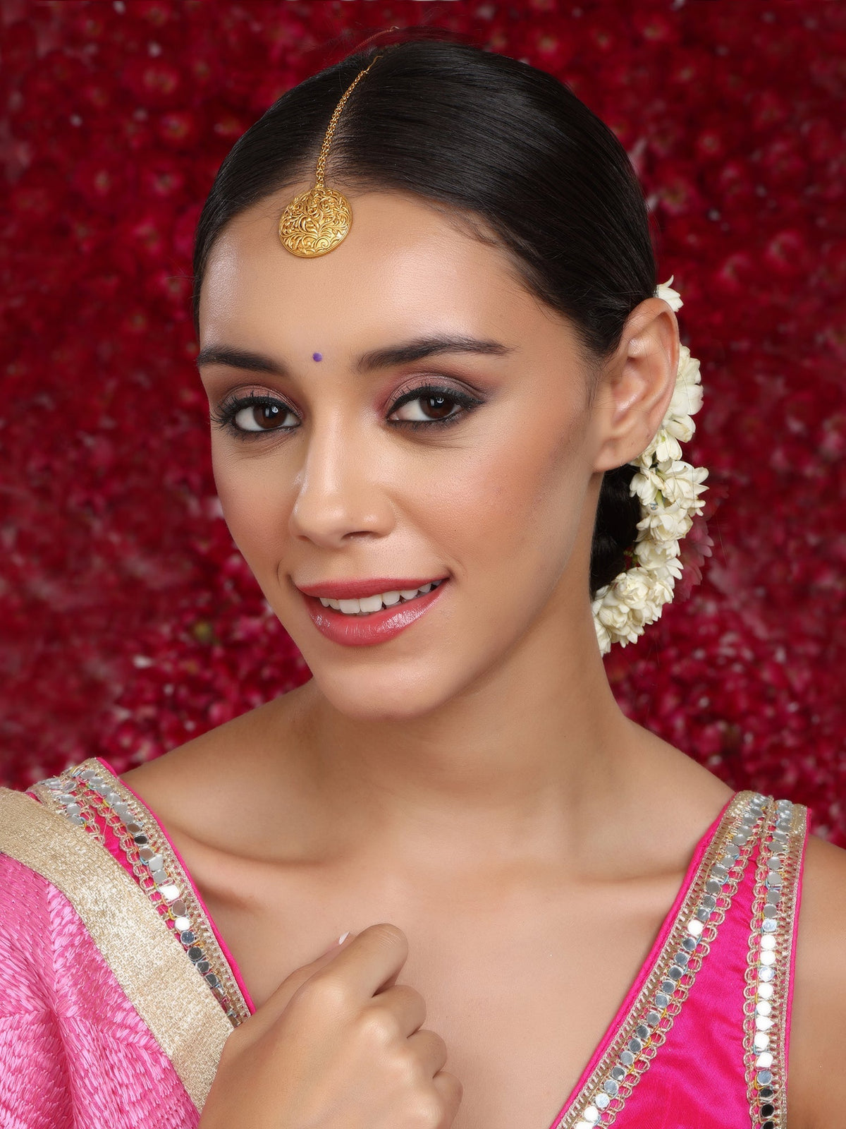 Golden Maang Tikka - Ruby Raang