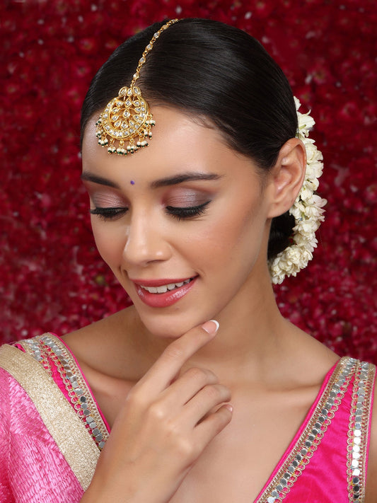 Kundan Chand Maang Tikka - Ruby Raang