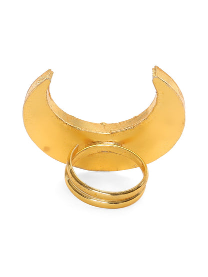 Half Moon Kundan Ring - Ruby Raang