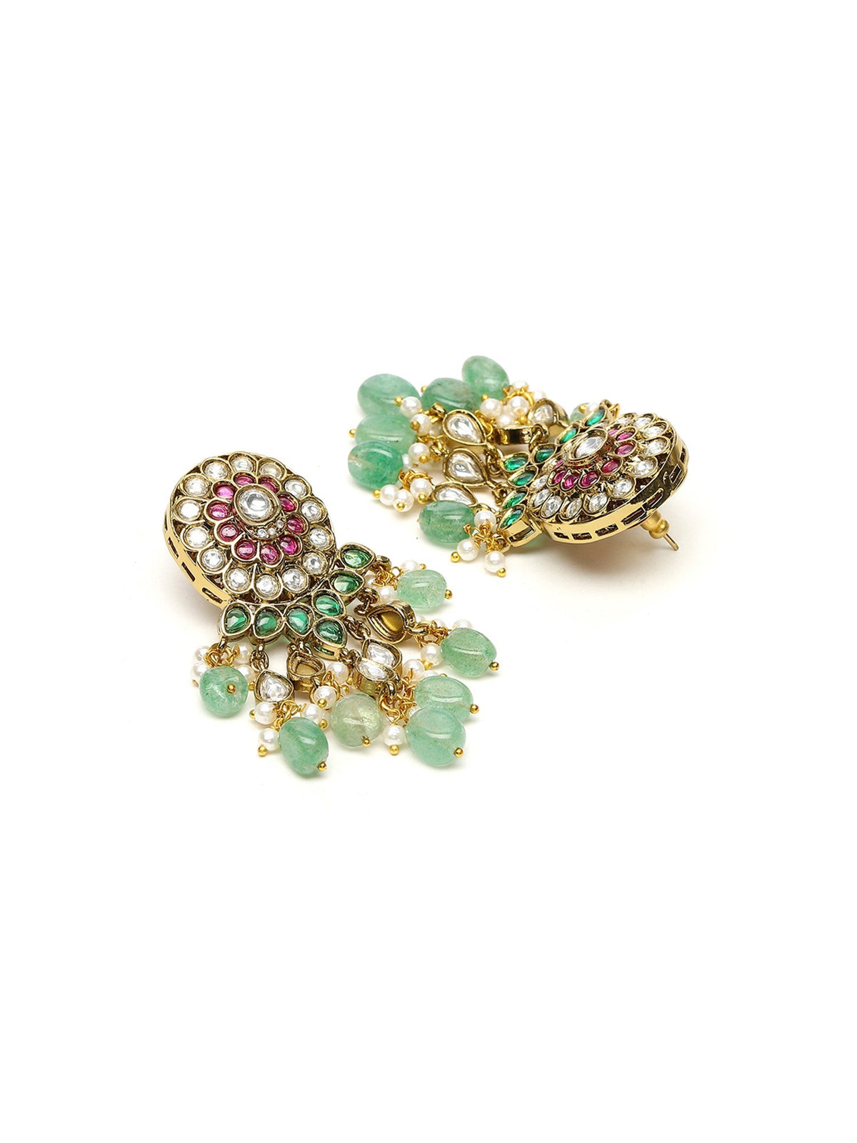 Precious Handcrafted Stone Neckpiece with Emeralds - Ruby Raang
