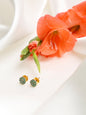 Green Gold-Toned Contemporary Studs Earrings - Ruby Raang