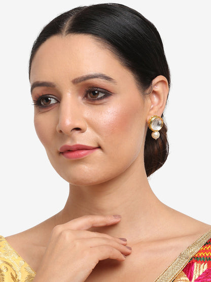 Gold-Toned Contemporary Studs Earrings - Ruby Raang
