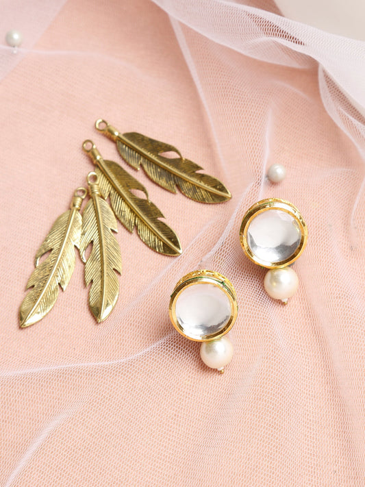 Gold-Toned Contemporary Studs Earrings - Ruby Raang