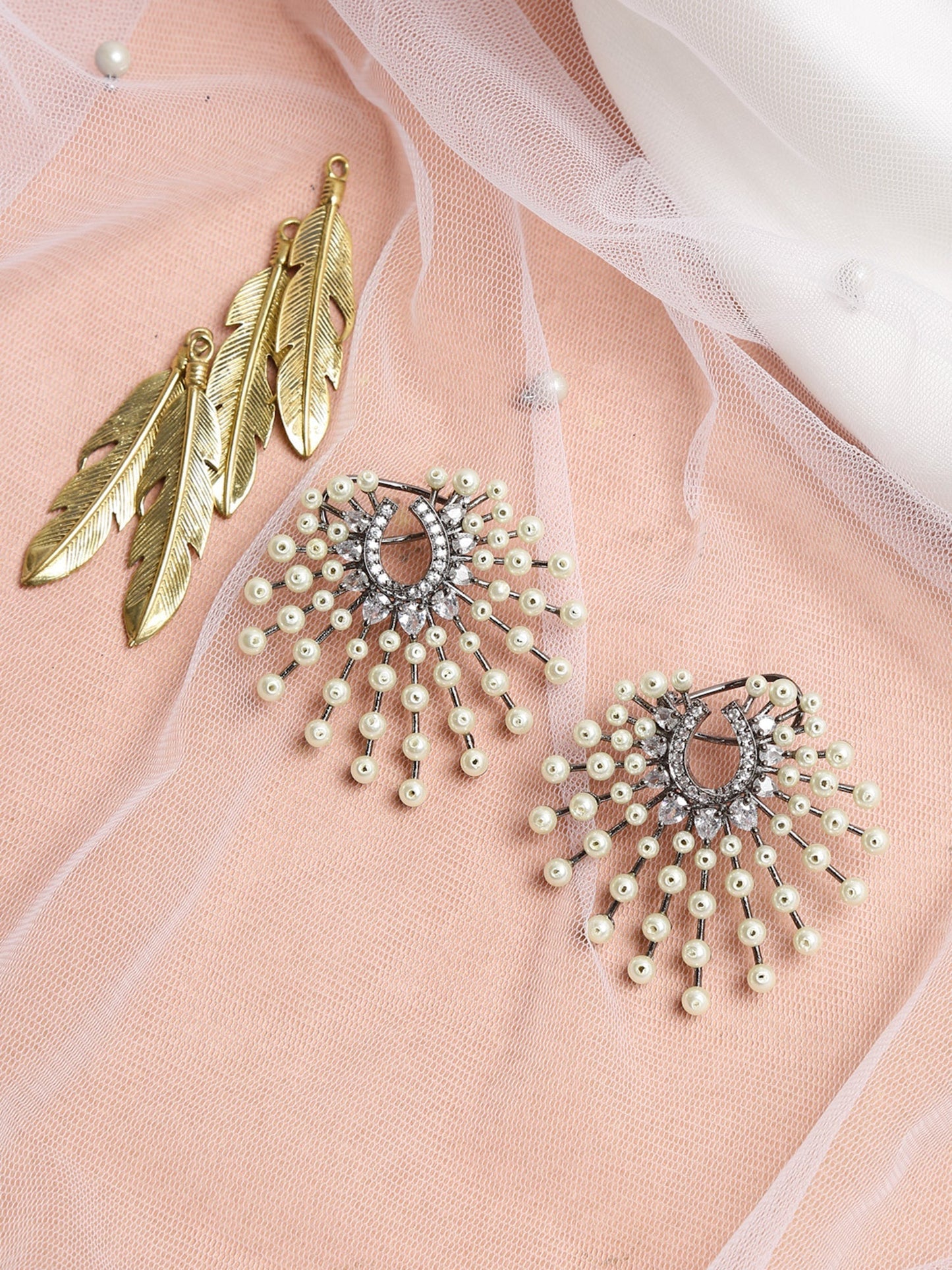 White Contemporary Drop Earrings - Ruby Raang