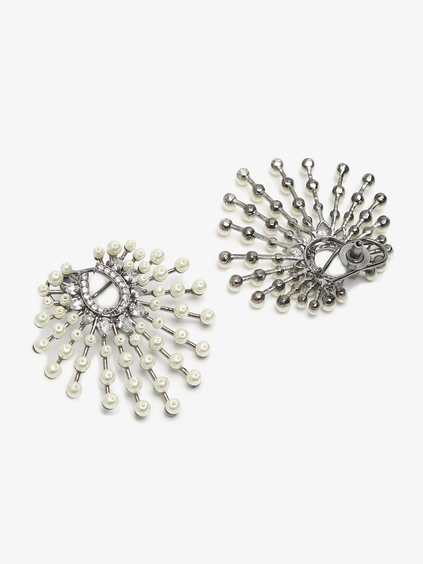 White Contemporary Drop Earrings - Ruby Raang