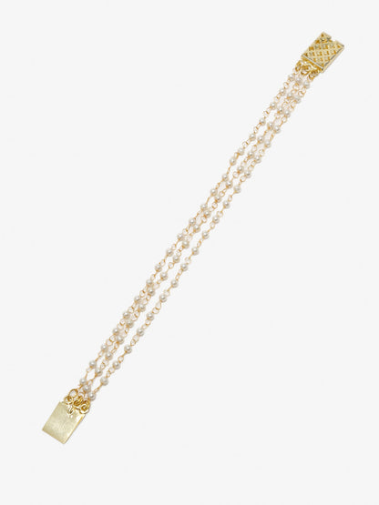 Women's Gold-Toned White Pearls Handcrafted Gold-Polished Multistrand Bracelet - Ruby Raang