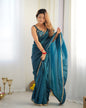 Lorenvalley Ready to wear Crush Tissue Silk Fabric Fancy Border Premium Lace Work Predrapped Saree