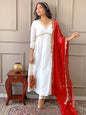 The52 Women's Gorgeous Embroidery Chandrei Fabric Straight Kurta, Pant and Dupatta Set