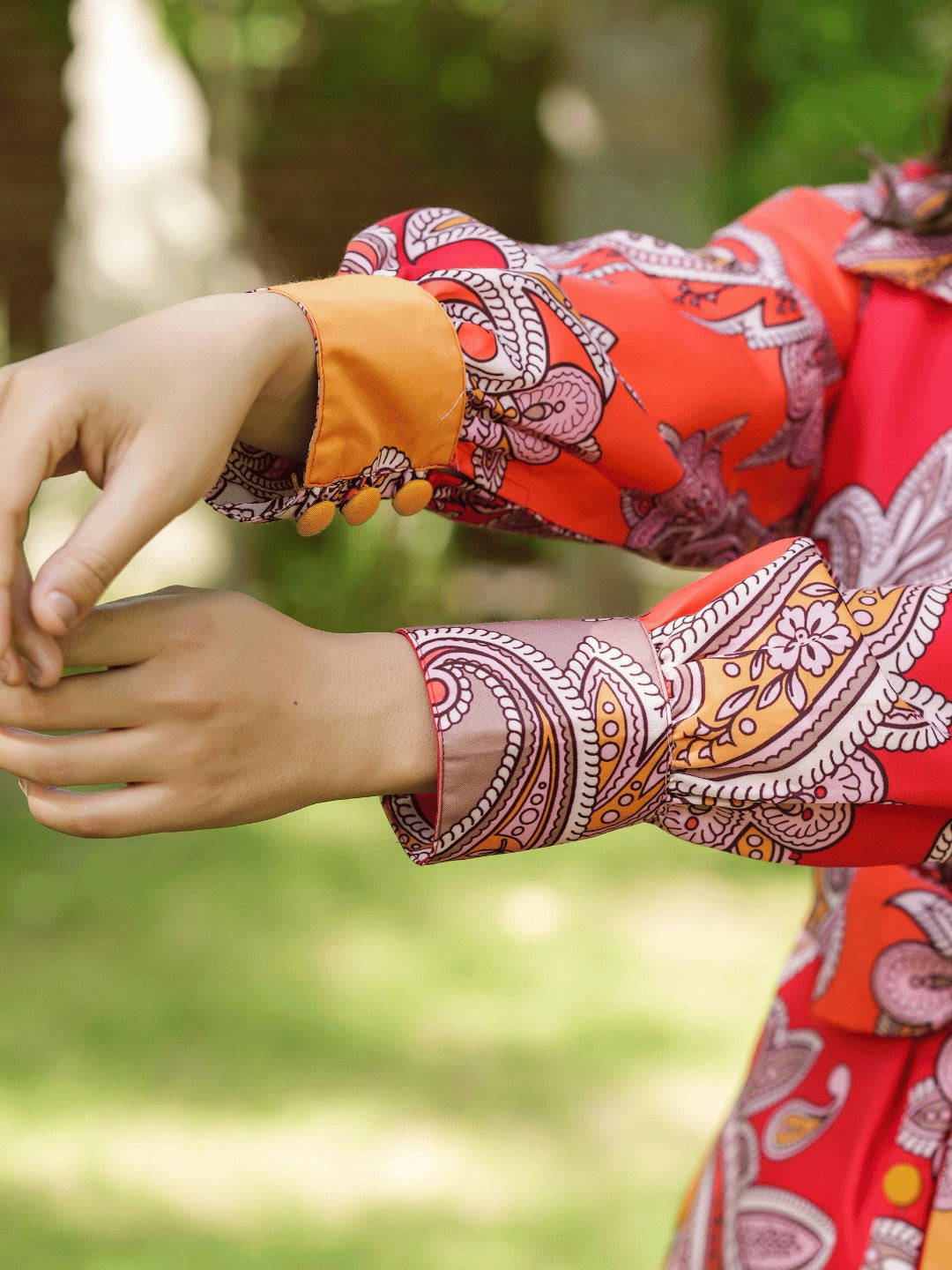 Yufta Red And Yellow Printed Satin Co-Ords