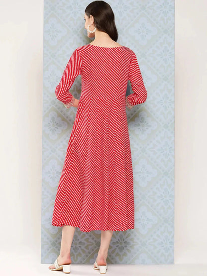 Yufta Red Ethnic A-Line Maxi Dress