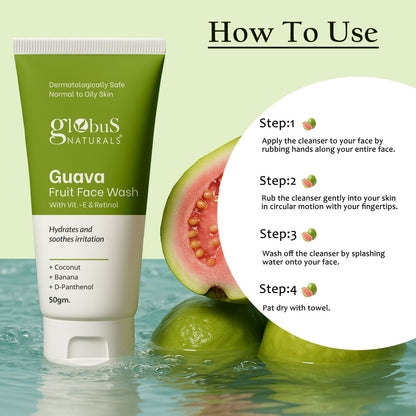 Globus Naturals Guava Fruit Face Wash with Vitamin E & Retinol