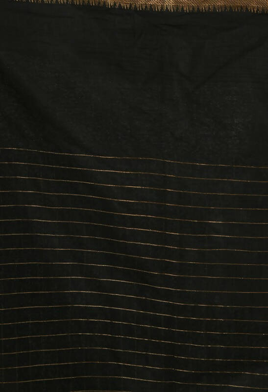 Mominos Fashion Moeza Black Bhagalpuri Handloom Silk Raj Shree Saree with unstitched Blouse piece