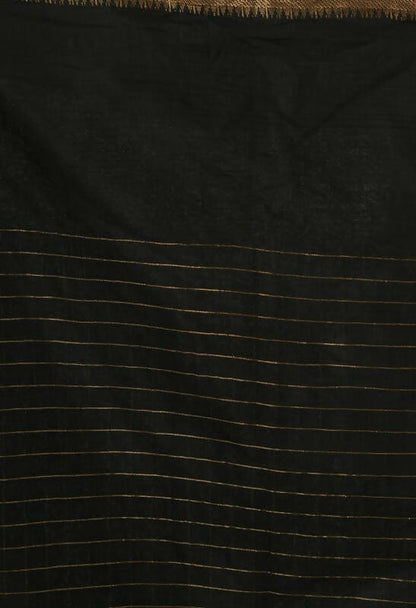 Mominos Fashion Moeza Black Bhagalpuri Handloom Silk Raj Shree Saree with unstitched Blouse piece