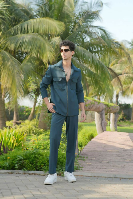 Strukt Deep Teal Shacket by Hilo Design