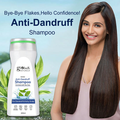 Globus Naturals Anti Dandruff Shampoo, For Dandruff and Itchy Scalp, Suitable For All Hair Types