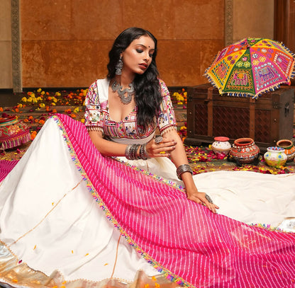AI Fashion Off White Crepe Designer Navratri Wear Lehenga Choli Collection