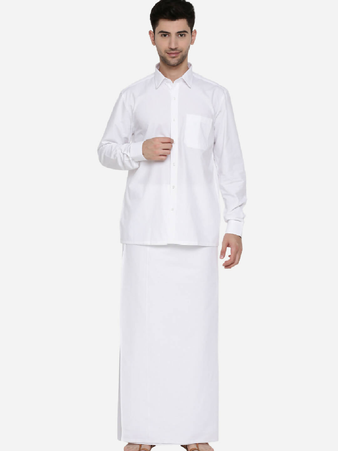 Ramraj Cotton Mens Full Sleeve Formal Poly Cotton White Shirt