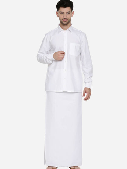 Ramraj Cotton Mens Full Sleeve Formal Poly Cotton White Shirt