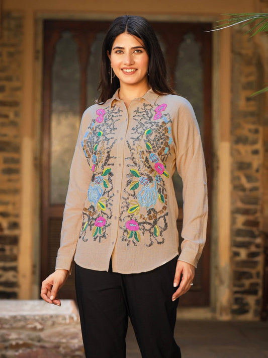 Juniper Women's Rayon Flex Embroidered Women's Shirt