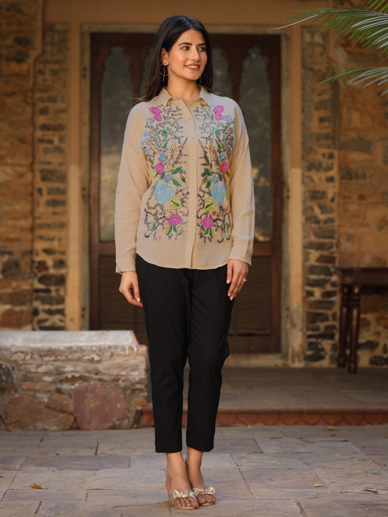 Juniper Women's Rayon Flex Embroidered Women's Shirt