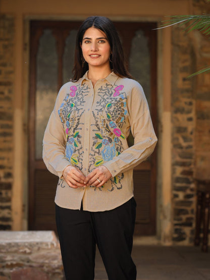 Juniper Women's Rayon Flex Embroidered Women's Shirt