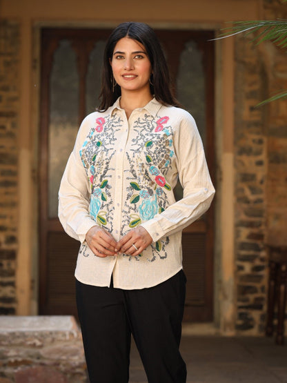 Juniper Women's Rayon Flex Embroidered Women's Shirt