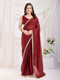 Maroon Rangoli Silk Solid, Lace Border Ready To Wear Saree - Kashvi