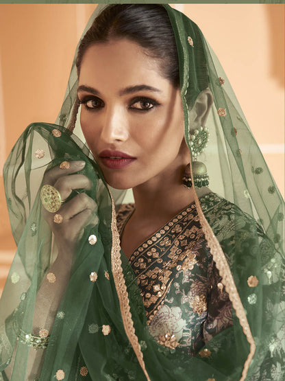 Myra Multicolour Real Georgette Designer Gown Style Suit