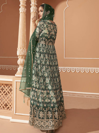 Myra Multicolour Real Georgette Designer Gown Style Suit