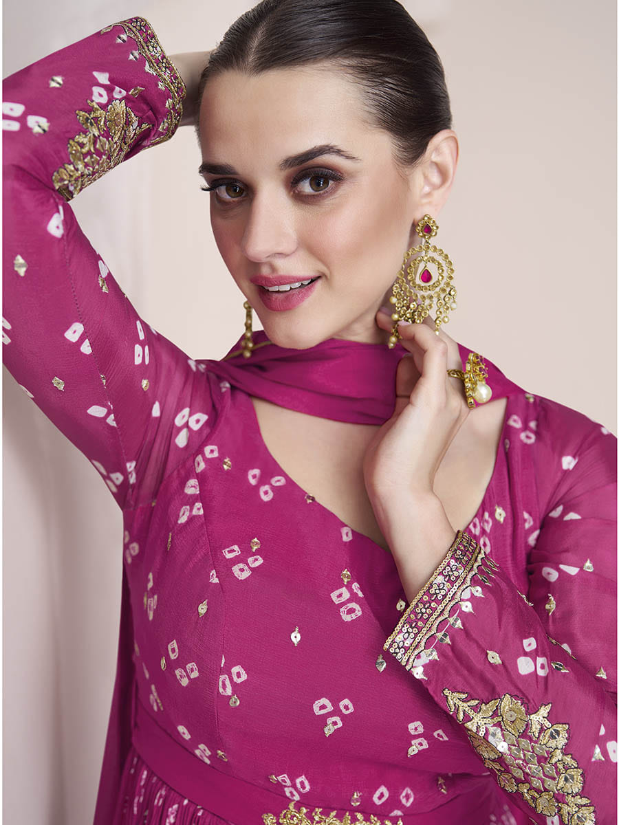 Myra Rani Georgette and Chinon Silk Gown Style Party Wear Suit