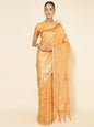 Janasya Light Yellow Chanderi Silk Woven Ethnic Motifs Chanderi Silk Saree