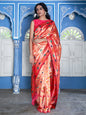 Janasya Pink Paithani Silk Woven Ethnic Motifs Paithani Silk Saree