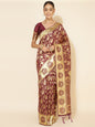Janasya Wine Chanderi Silk Woven Paisley Chanderi Silk Saree