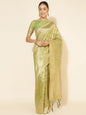 Janasya Light Green Chanderi Silk Floral Woven Design Saree