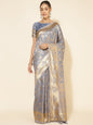 Janasya Grey Chanderi Silk Woven Ethnic Motifs Chanderi Silk Saree