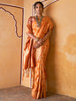 Janasya Yellow Organza Woven Ethnic Motifs Kanjeevaram Saree