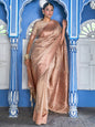 Janasya Beige Chanderi Silk Paisley Woven Design Saree