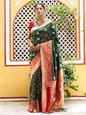 Janasya Green Cotton Silk Woven Ethnic Motifs Patola Saree