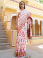 Janasya White Chanderi Silk Pashmina Woven Design Saree
