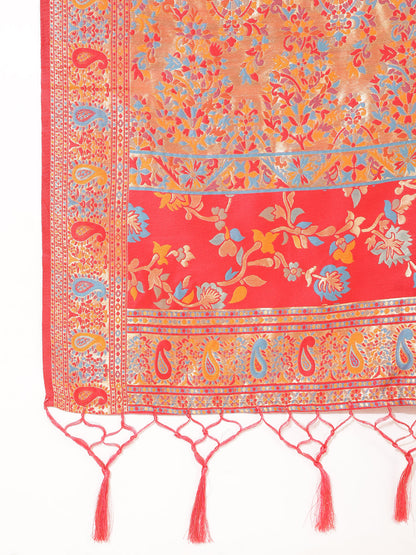 Janasya Pink Chanderi Silk Pashmina Woven Design Saree