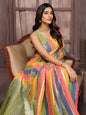 Janasya Multicolor Cotton Striped Woven Saree